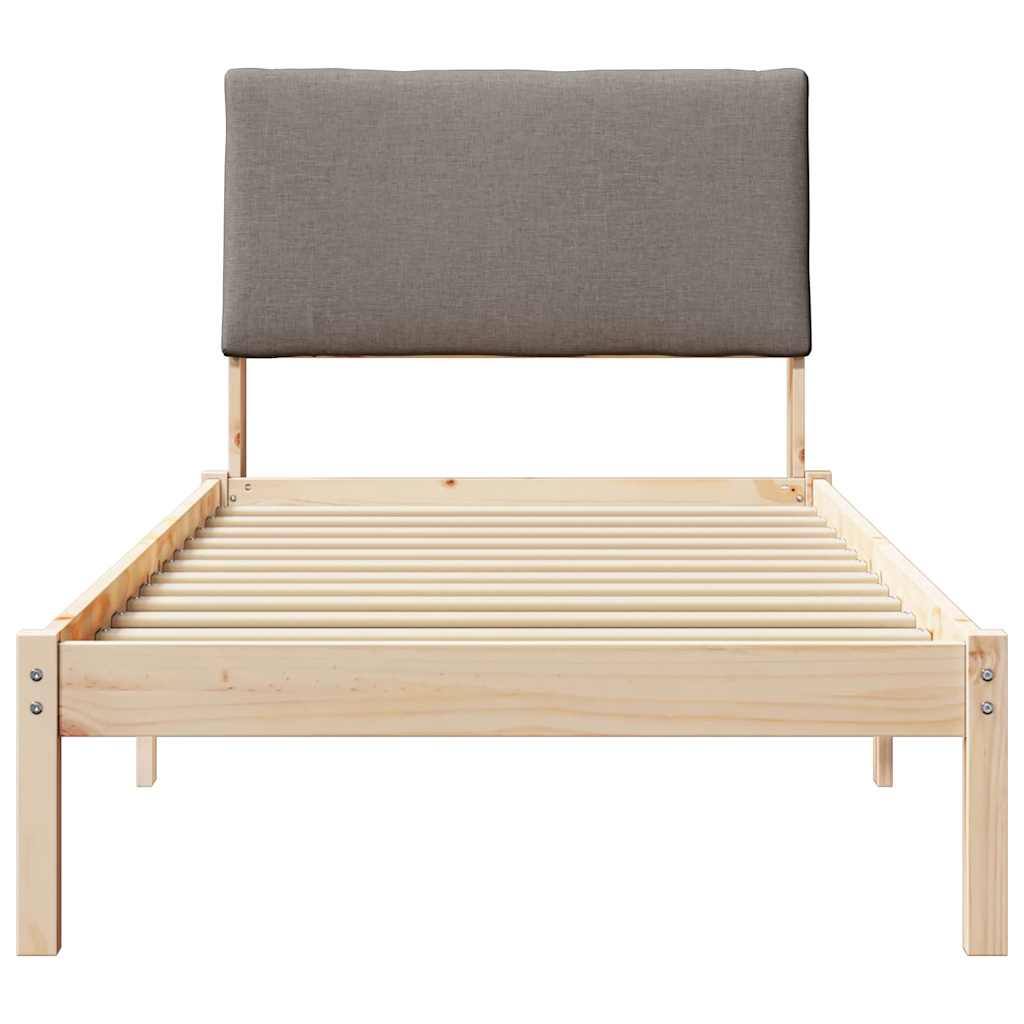 Bed frame Brown and taupe 90 x 200 cm Solid pine wood