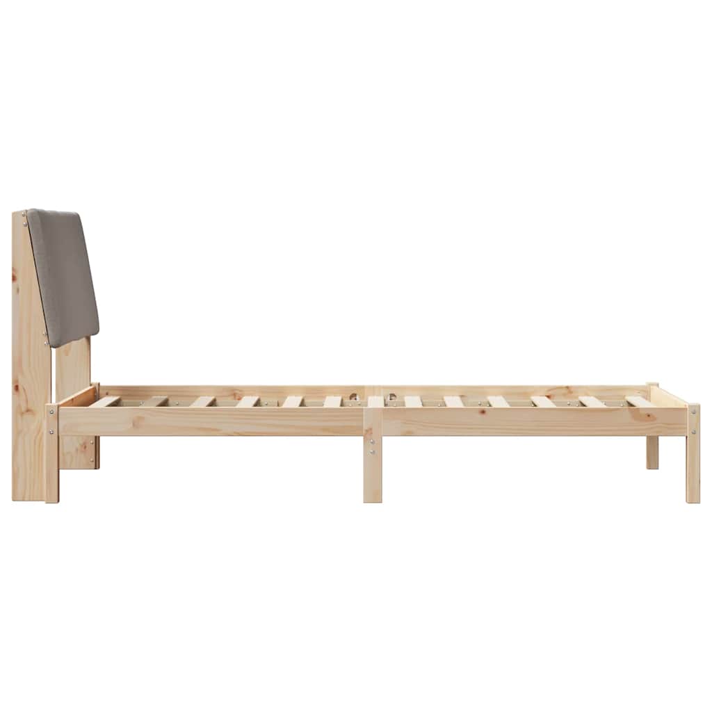 Bed frame Brown and taupe 90 x 200 cm Solid pine wood