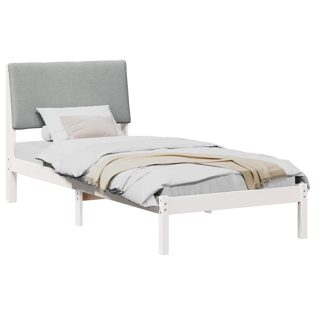 Bed frame White and light grey 90 x 200 cm Solid pine wood