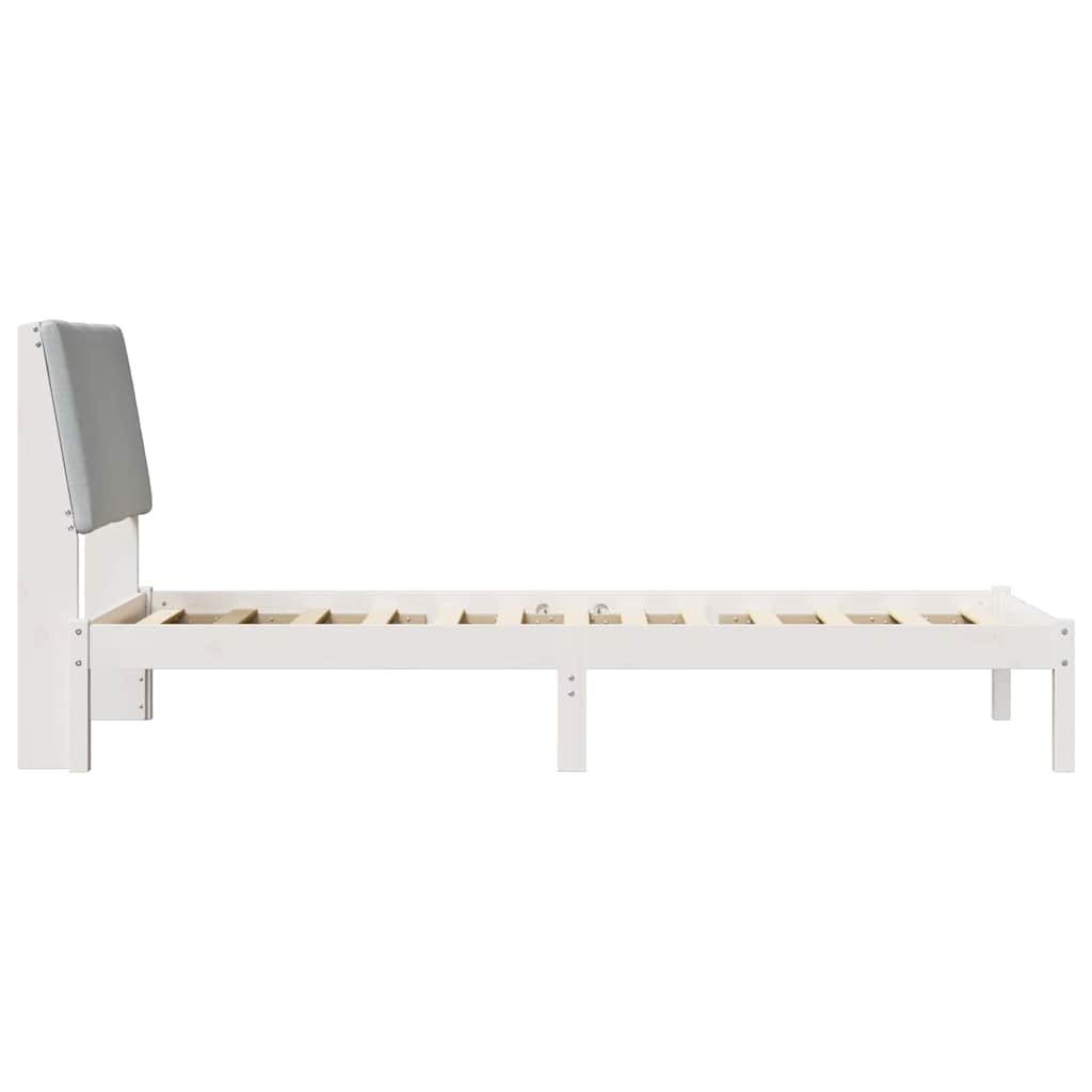 Bed frame White and light grey 90 x 200 cm Solid pine wood