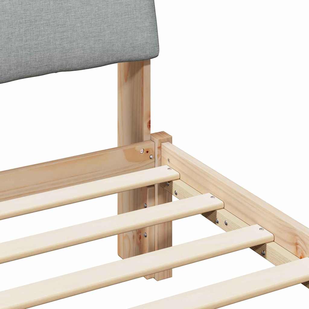 Bed frame Brown and light grey 80 x 200 cm Solid pine wood