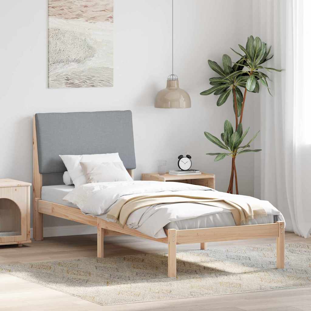 Bed frame Brown and light grey 80 x 200 cm Solid pine wood
