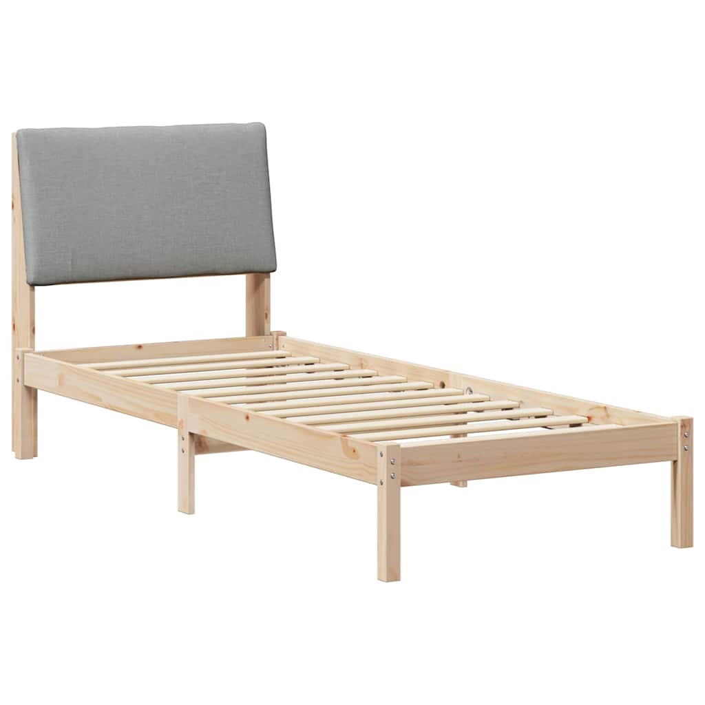 Bed frame Brown and light grey 80 x 200 cm Solid pine wood