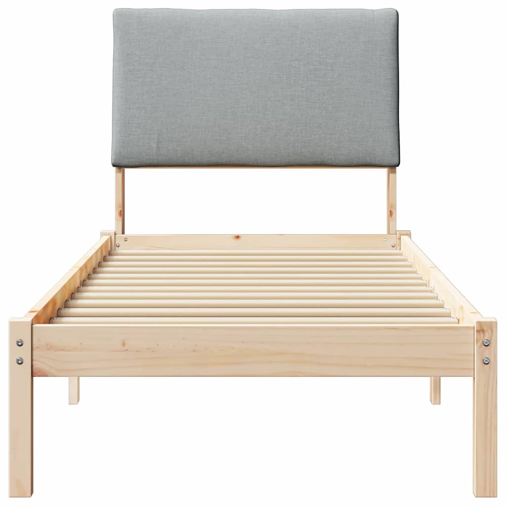 Bed frame Brown and light grey 80 x 200 cm Solid pine wood