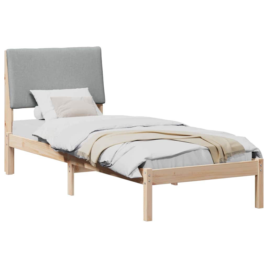 Bed frame Brown and light grey 80 x 200 cm Solid pine wood