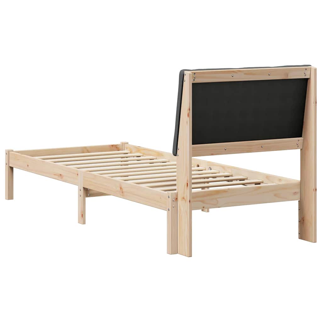 Bed frame Brown and dark grey 80 x 200 cm Solid pine wood
