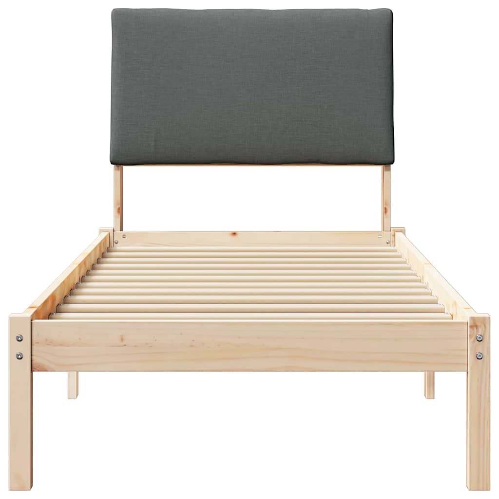 Bed frame Brown and dark grey 80 x 200 cm Solid pine wood