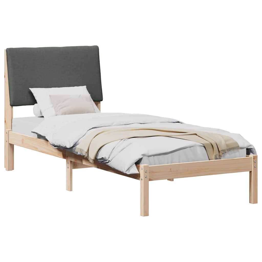 Bed frame Brown and dark grey 80 x 200 cm Solid pine wood