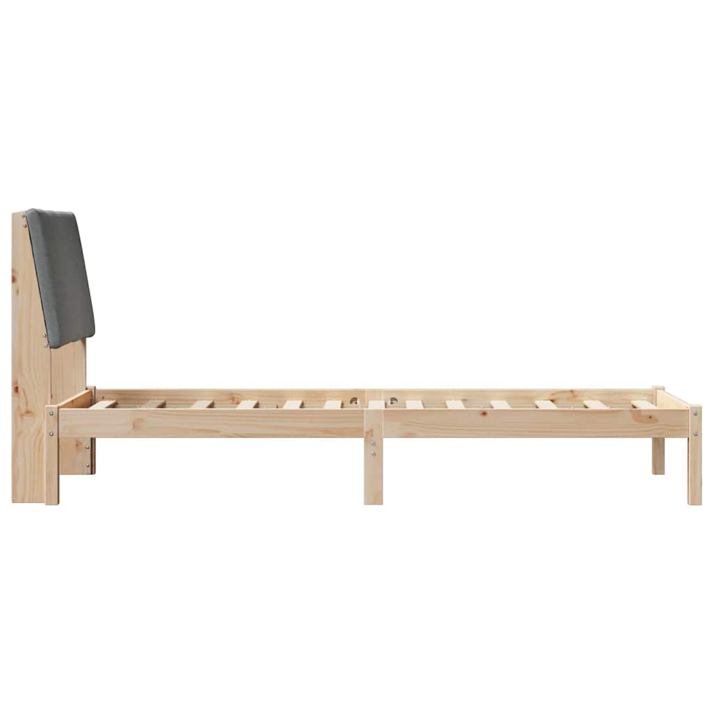Bed frame Brown and dark grey 80 x 200 cm Solid pine wood