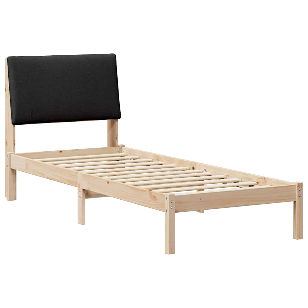 Bed frame Brown and black 80 x 200 cm Solid pine wood