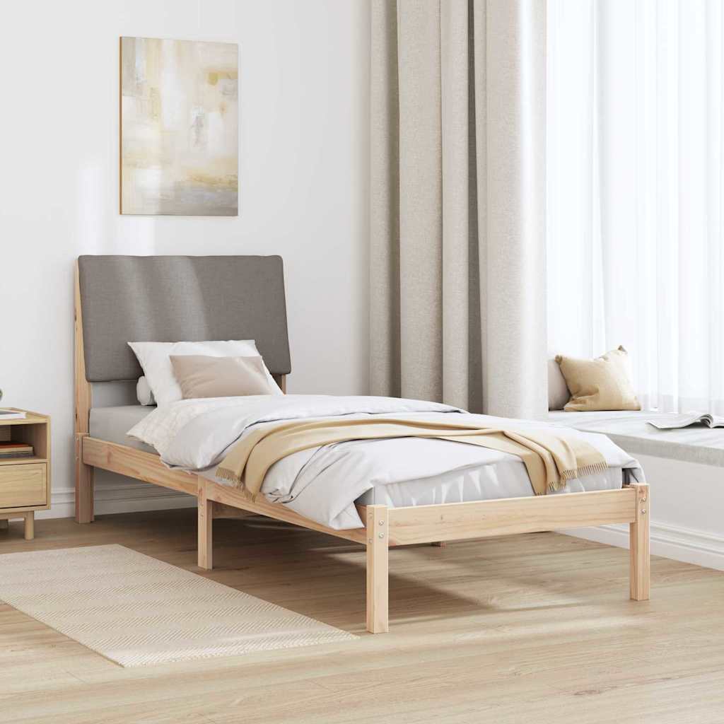 Bed frame Brown and taupe 80 x 200 cm Solid pine wood