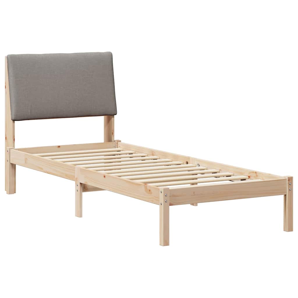 Bed frame Brown and taupe 80 x 200 cm Solid pine wood