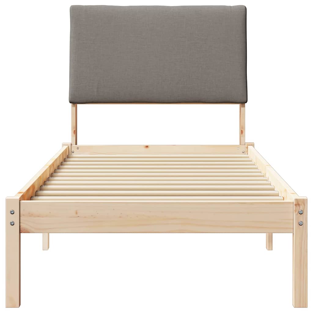 Bed frame Brown and taupe 80 x 200 cm Solid pine wood