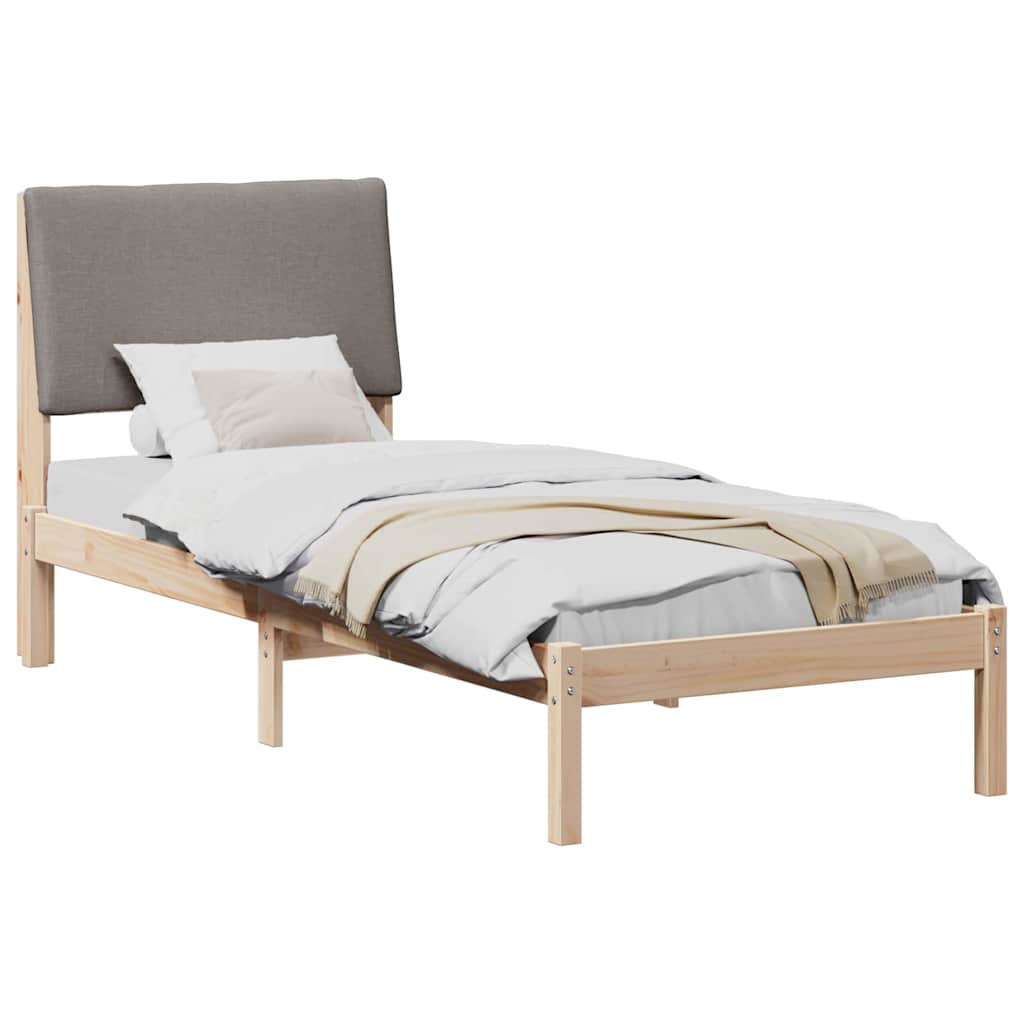 Bed frame Brown and taupe 80 x 200 cm Solid pine wood
