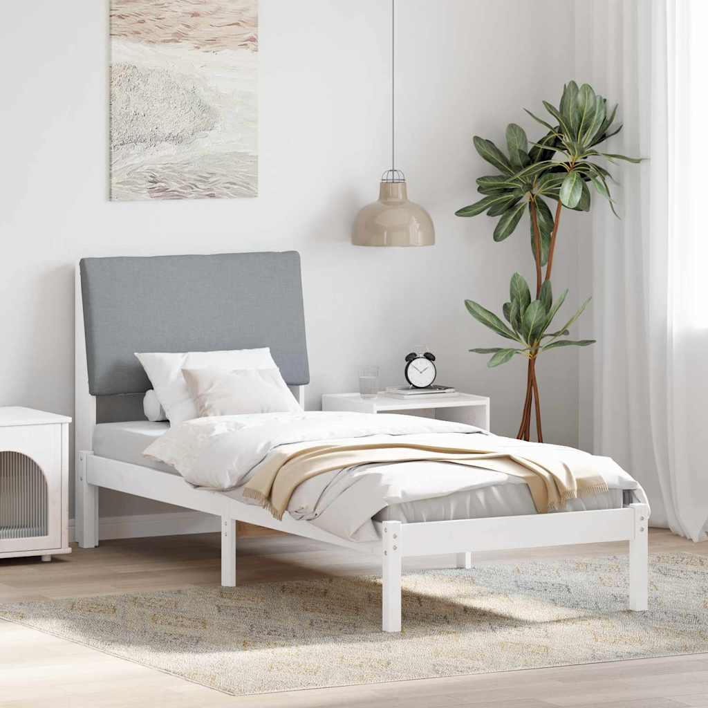 Bed frame White and light grey 80 x 200 cm Solid pine wood