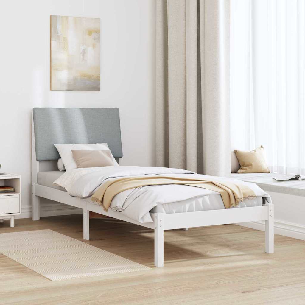 Bed frame White and light grey 80 x 200 cm Solid pine wood