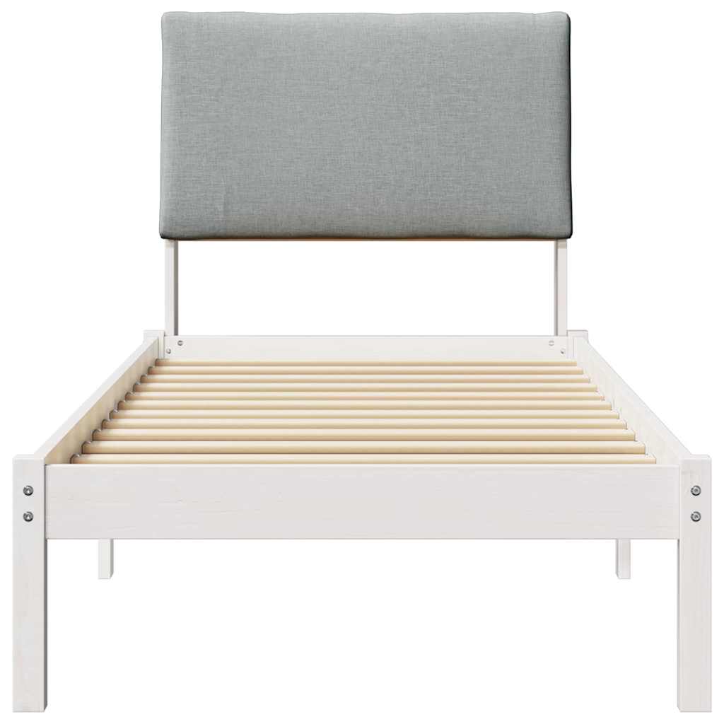 Bed frame White and light grey 80 x 200 cm Solid pine wood