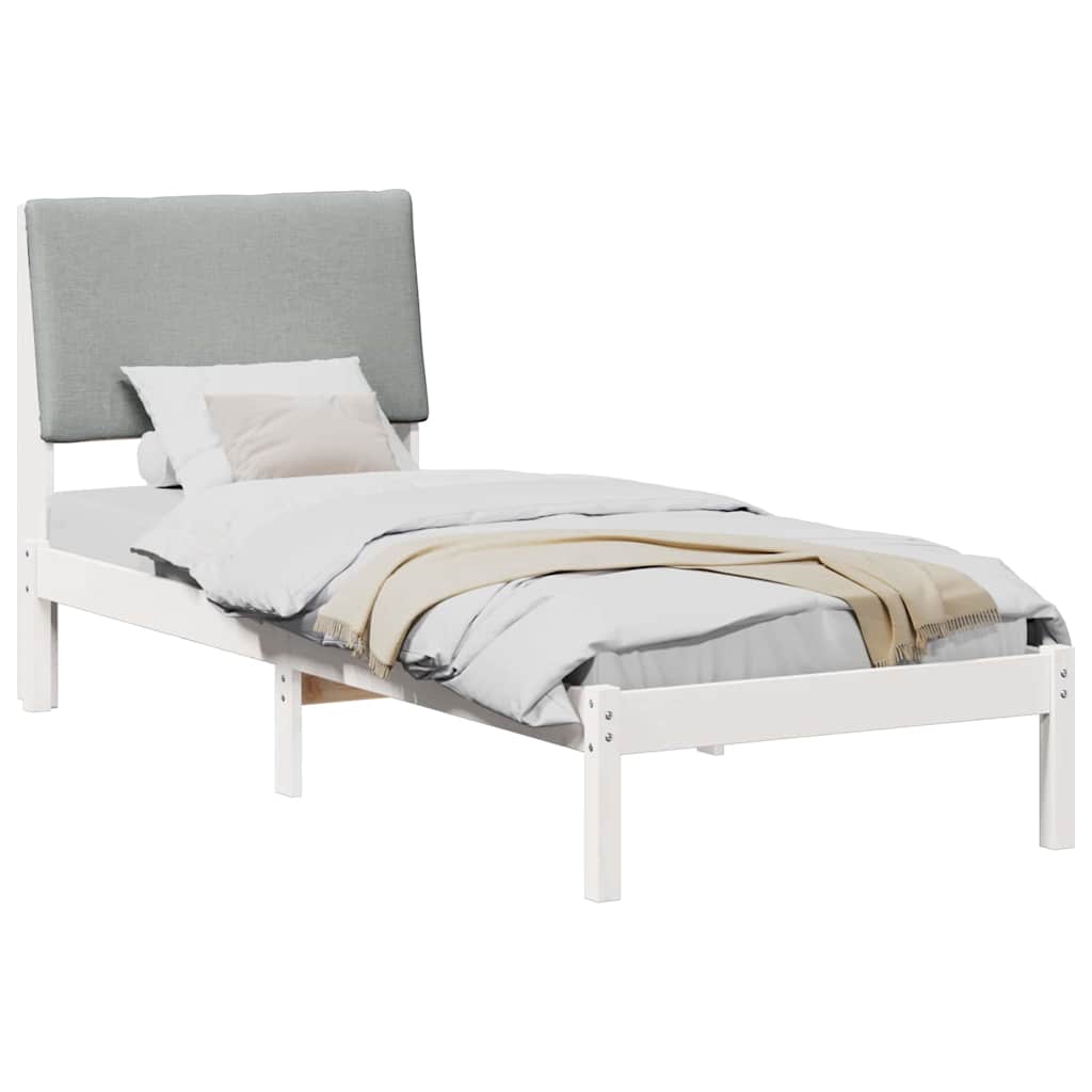 Bed frame White and light grey 80 x 200 cm Solid pine wood