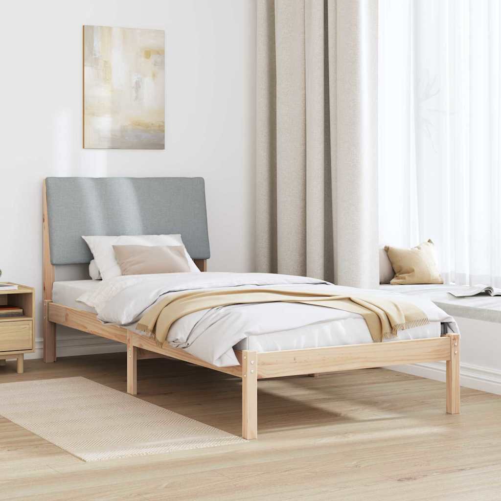 Bed frame Brown and light grey 90 x 190 cm Solid pine wood