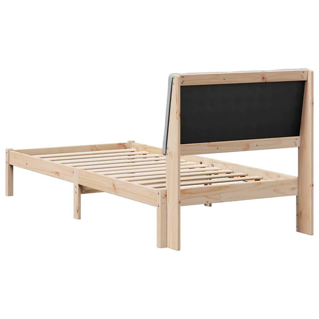 Bed frame Brown and light grey 90 x 190 cm Solid pine wood