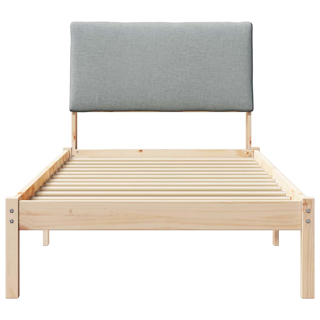 Bed frame Brown and light grey 90 x 190 cm Solid pine wood