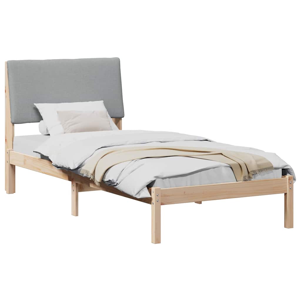 Bed frame Brown and light grey 90 x 190 cm Solid pine wood