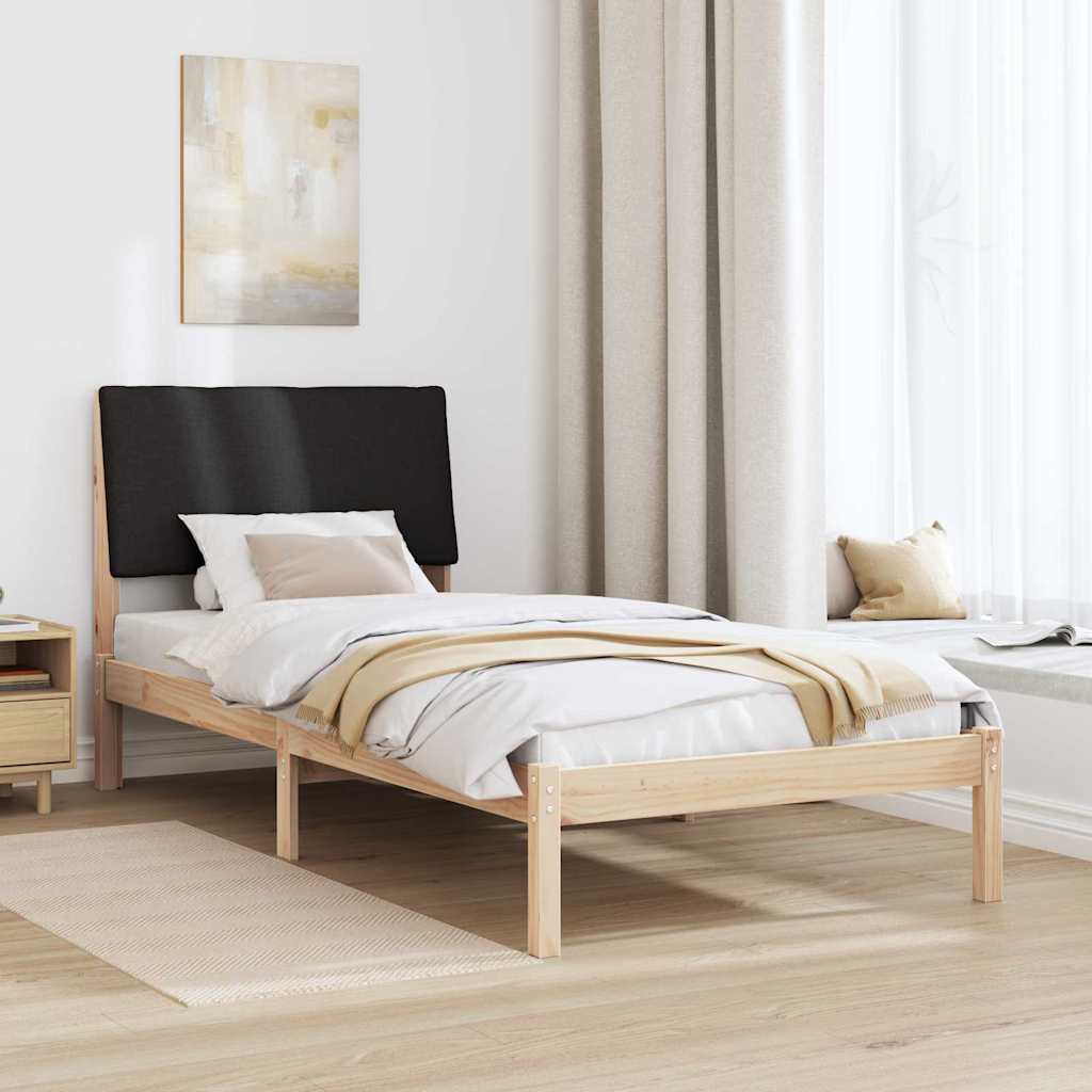 Bed frame Brown and black 90 x 190 cm Solid pine wood