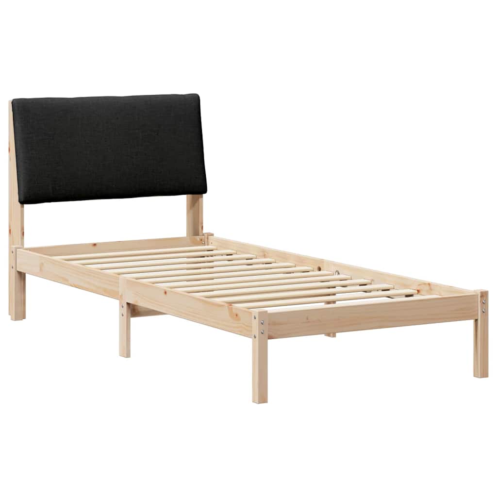 Bed frame Brown and black 90 x 190 cm Solid pine wood