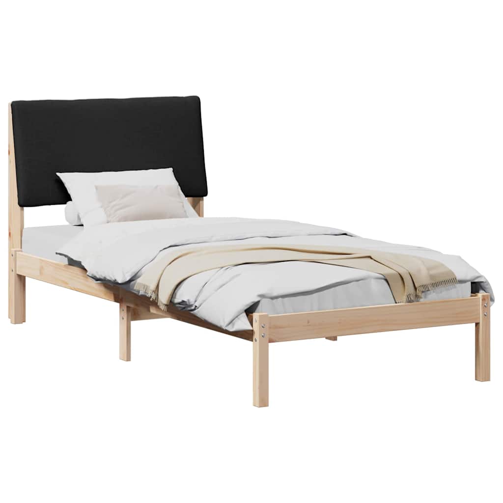Bed frame Brown and black 90 x 190 cm Solid pine wood