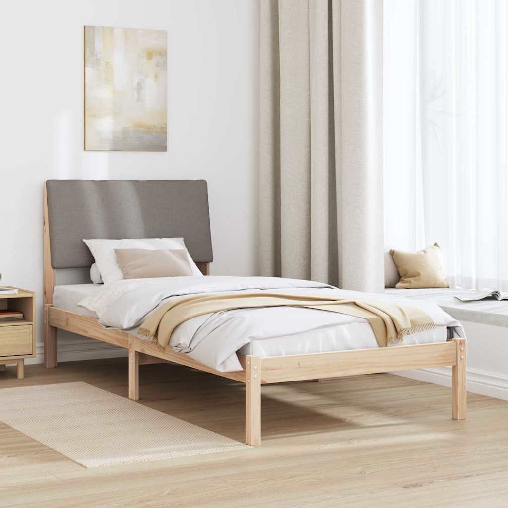 Bed frame Brown and taupe 90 x 190 cm Solid pine wood