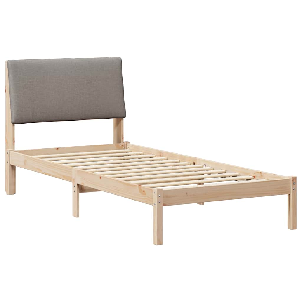 Bed frame Brown and taupe 90 x 190 cm Solid pine wood