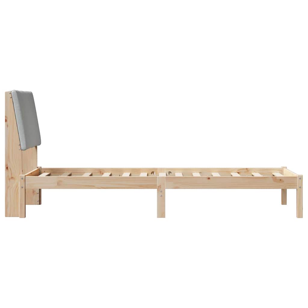 Bed frame Brown and light grey 75 x 190 cm Solid pine wood