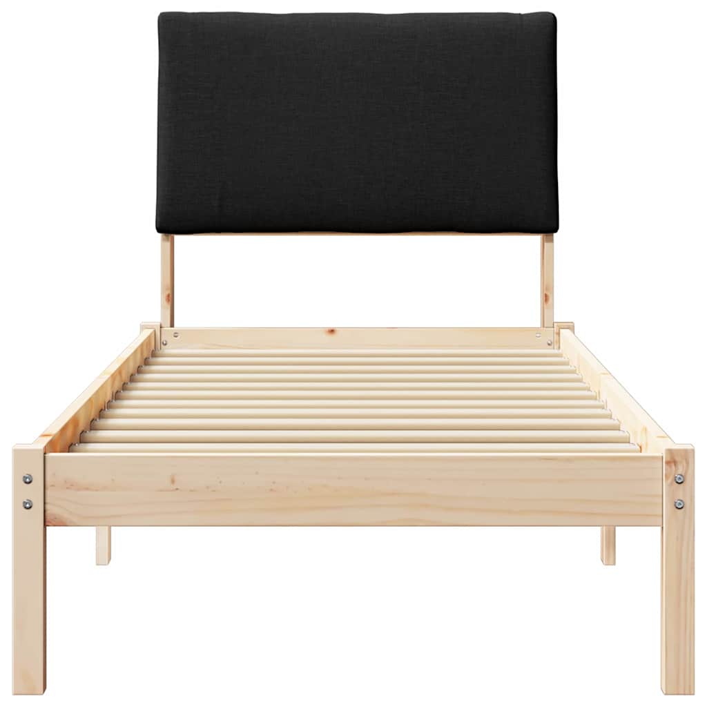 Bed frame Brown and black 75 x 190 cm Solid pine wood
