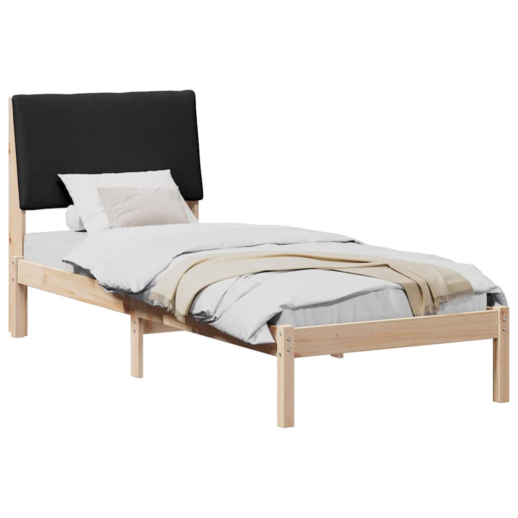 Bed frame Brown and black 75 x 190 cm Solid pine wood