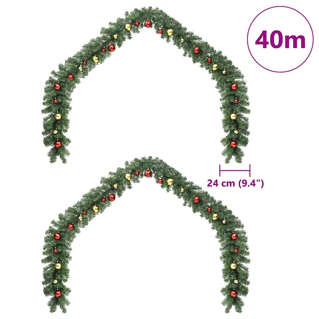Christmas Garland with 600 LEDs 2 pcs Green PVC