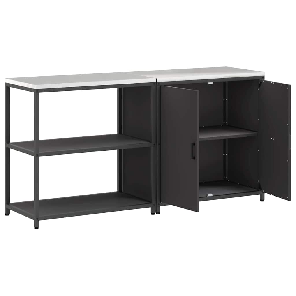 Kitchen Storage Set with Shelf 2 pcs Black 180 x 50 x 92 cm