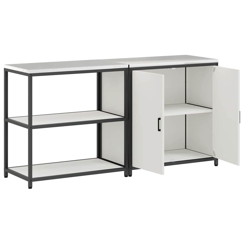 Kitchen Storage Set with Shelf 2 pcs White 180 x 50 x 92 cm