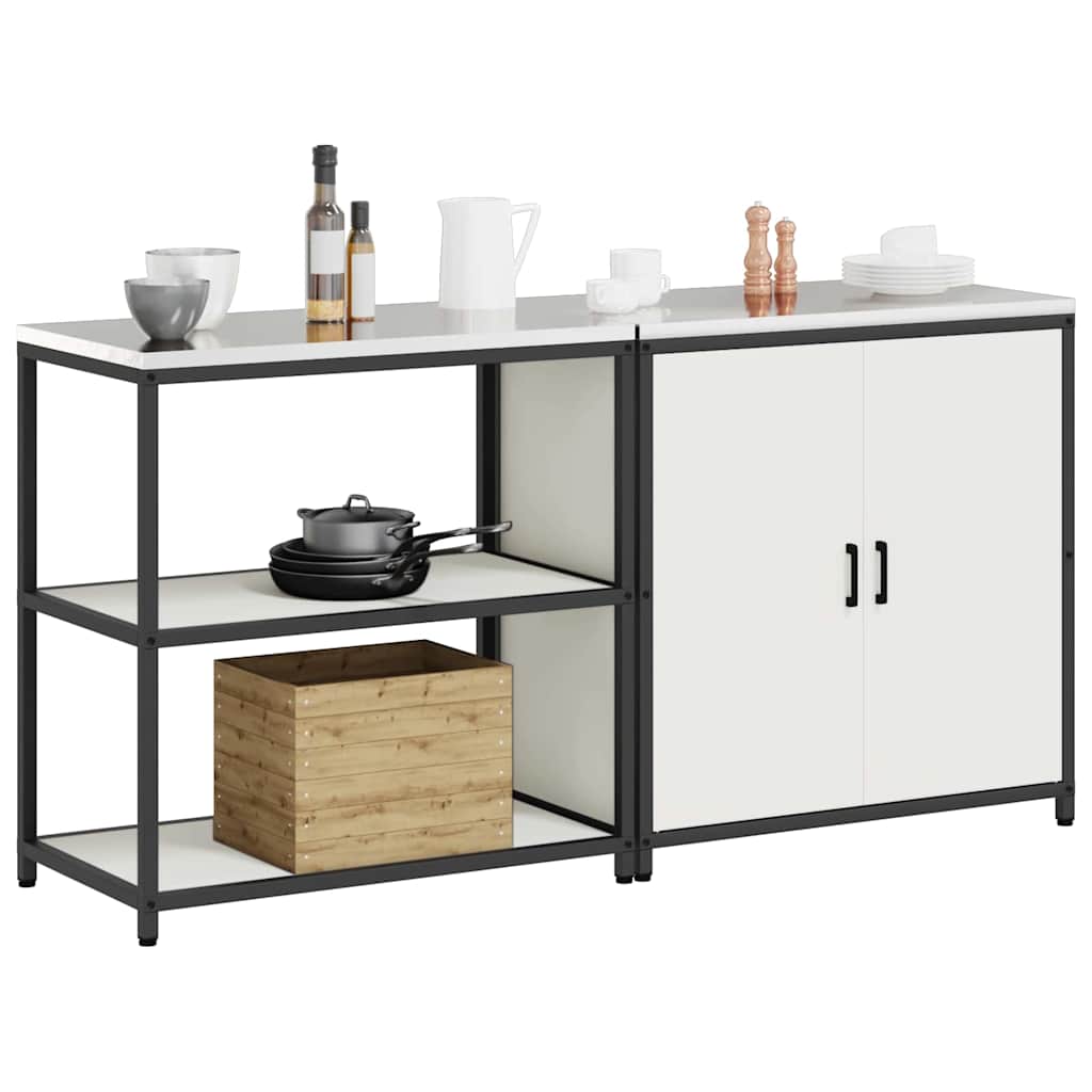 Kitchen Storage Set with Shelf 2 pcs White 180 x 50 x 92 cm