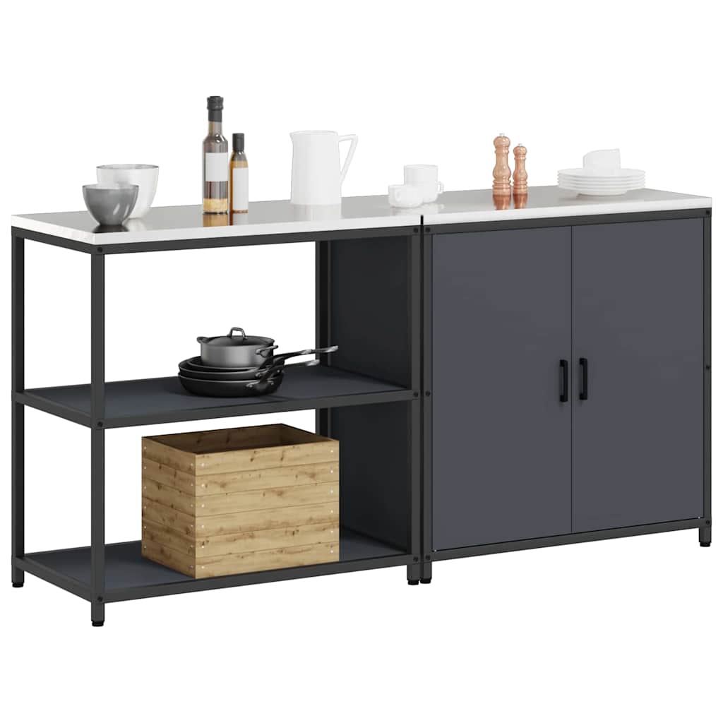 Kitchen Storage Set with Door 2 pcs Anthracite 180 x 50 x 92 cm