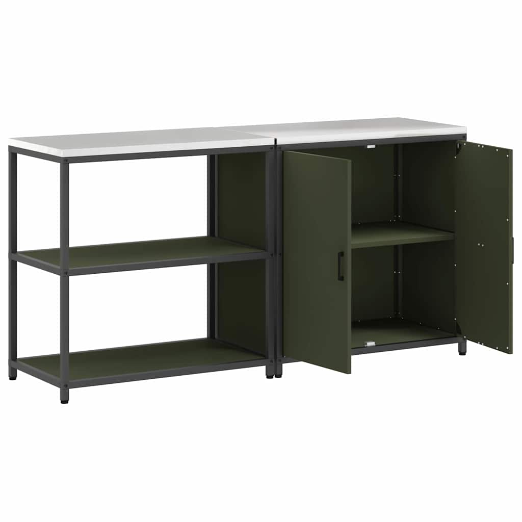 Kitchen Storage Set 2 pcs Olive Green 180 x 50 x 92 cm