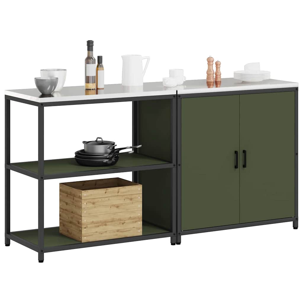 Kitchen Storage Set 2 pcs Olive Green 180 x 50 x 92 cm