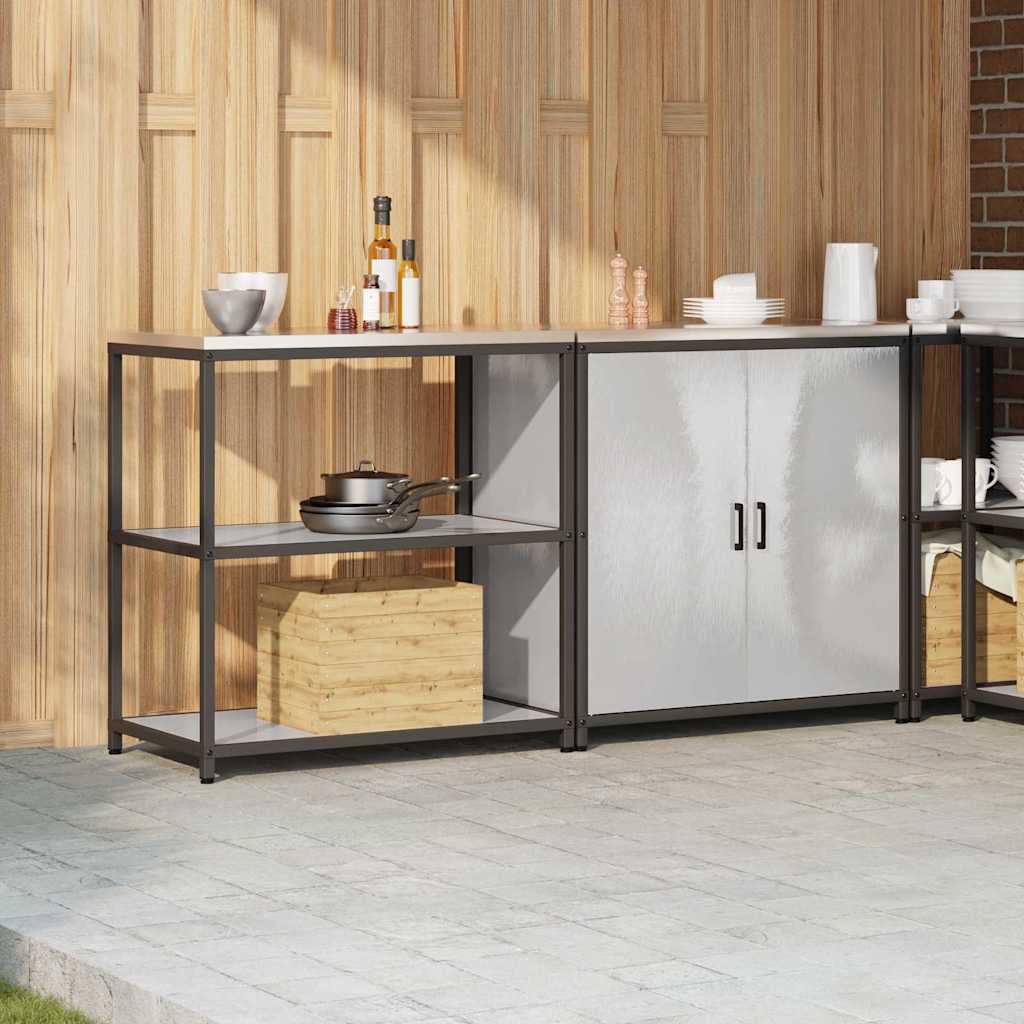 Kitchen Storage Set with Shelf 2 pcs Sliver 180 x 50 x 92 cm