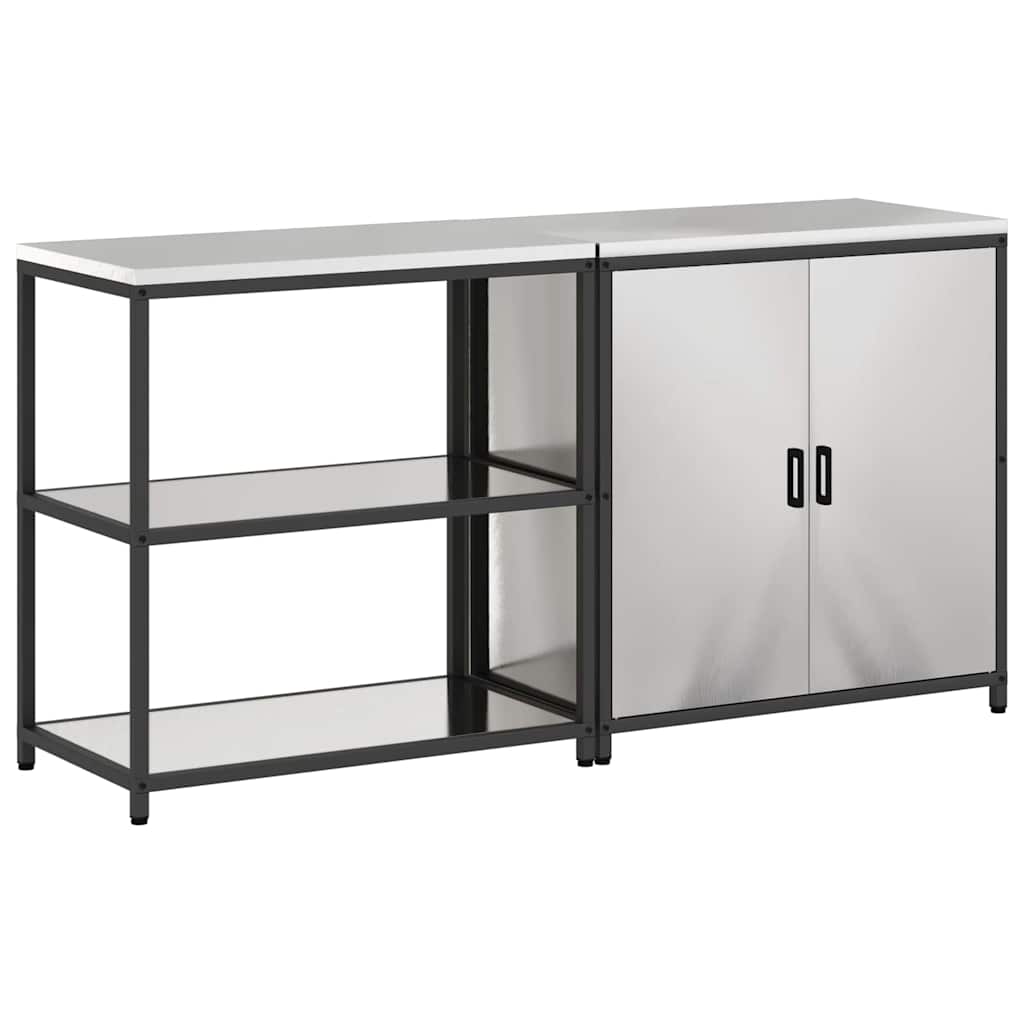 Kitchen Storage Set with Shelf 2 pcs Sliver 180 x 50 x 92 cm