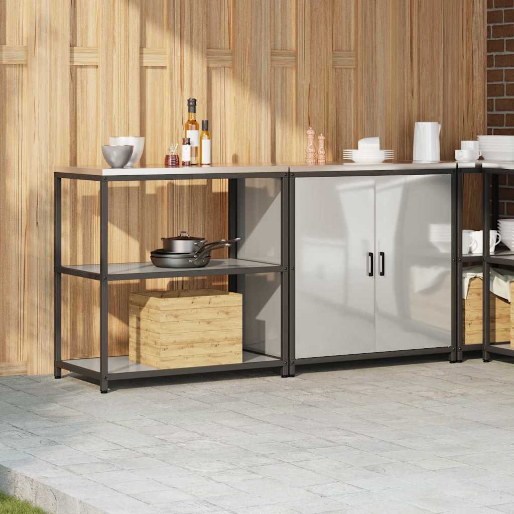 Kitchen Storage Set with Shelf 2 pcs Sliver 180 x 50 x 92 cm