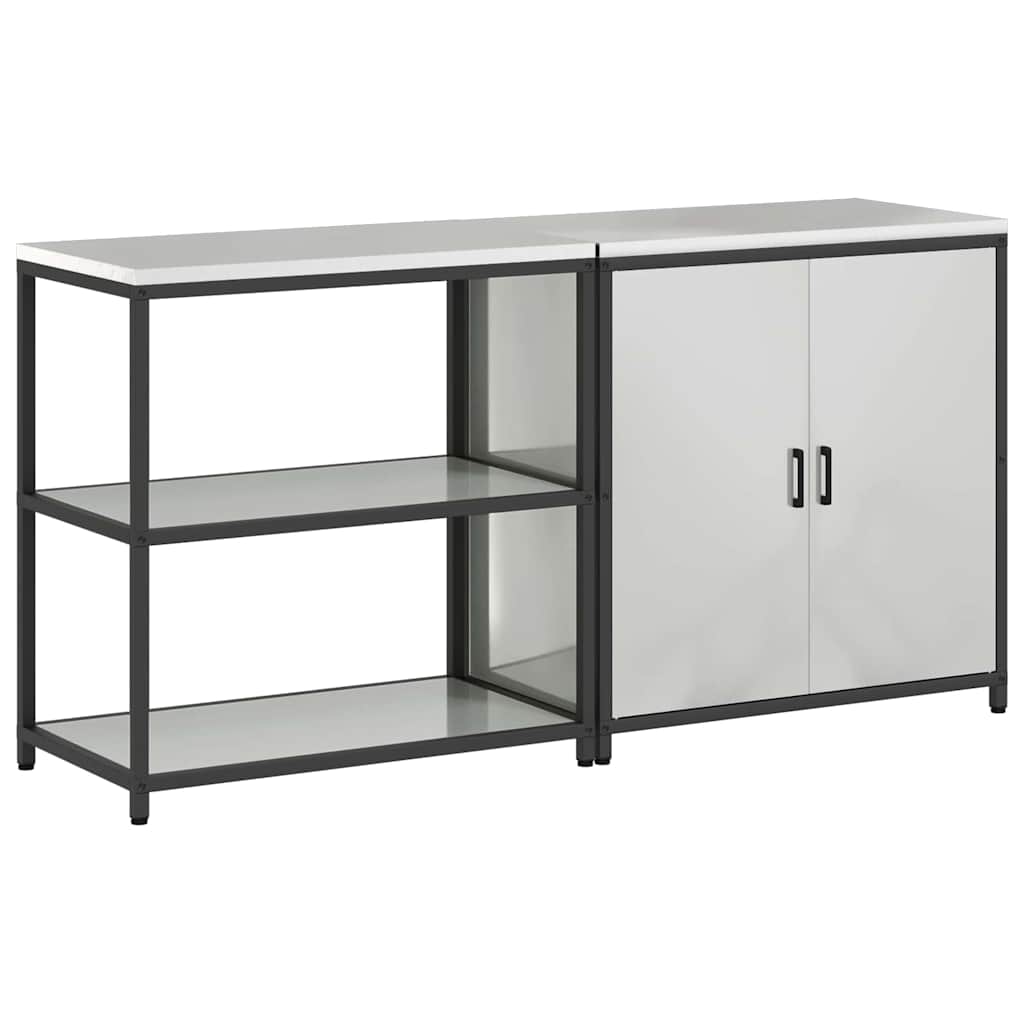 Kitchen Storage Set with Shelf 2 pcs Sliver 180 x 50 x 92 cm