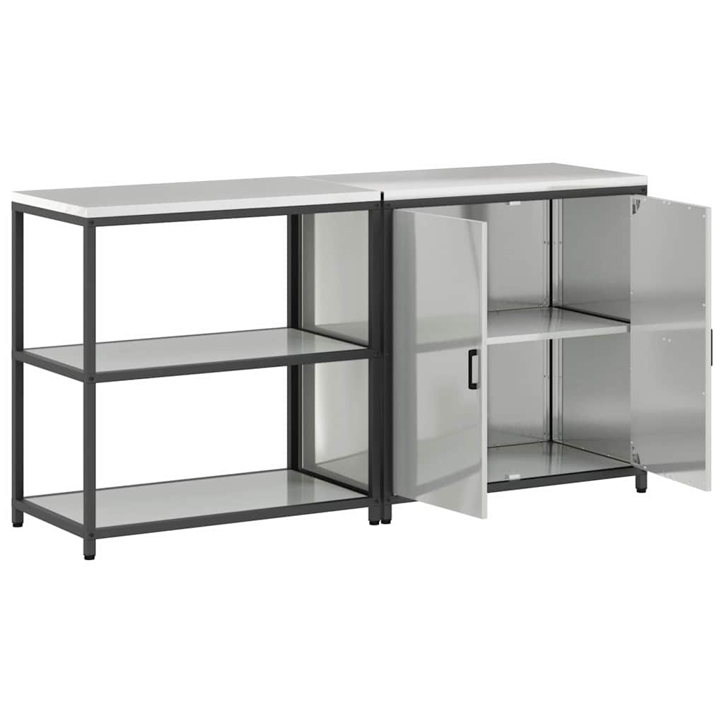 Kitchen Storage Set with Shelf 2 pcs Sliver 180 x 50 x 92 cm