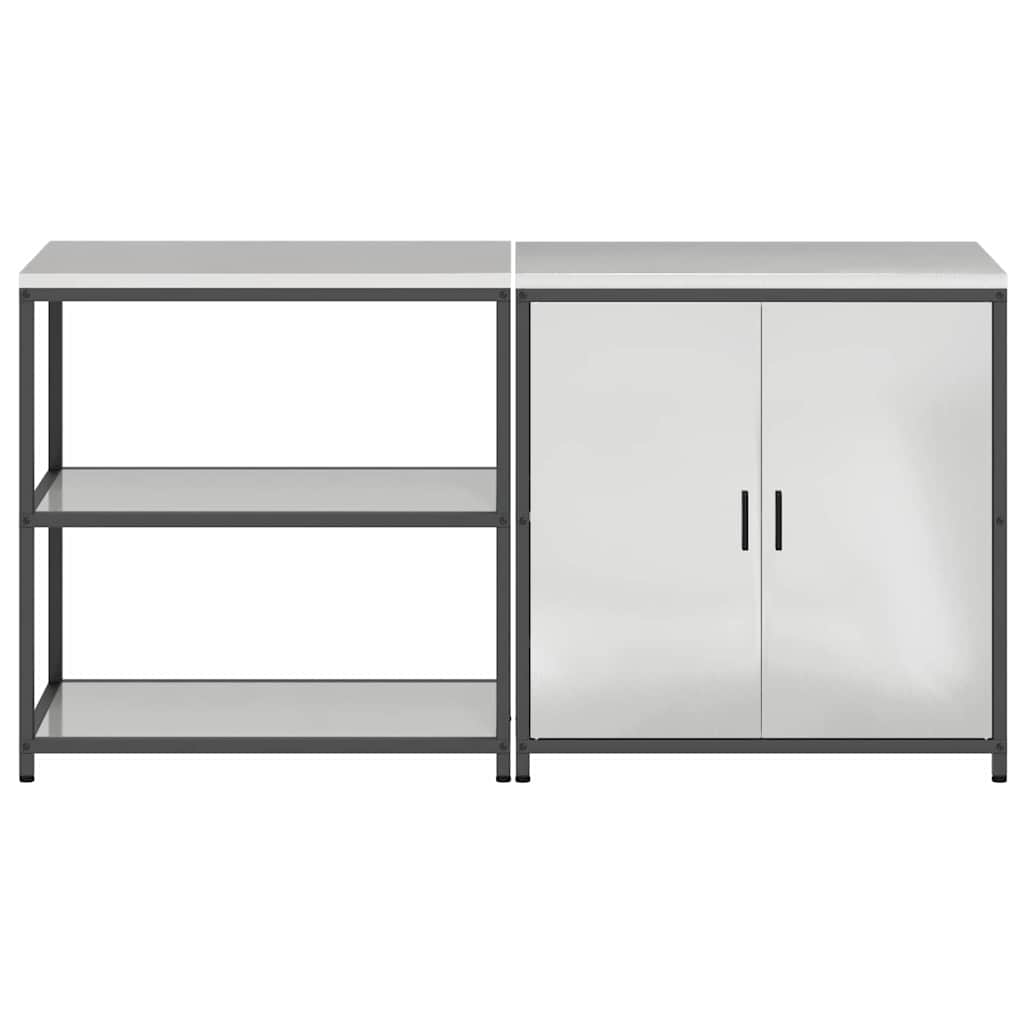 Kitchen Storage Set with Shelf 2 pcs Sliver 180 x 50 x 92 cm