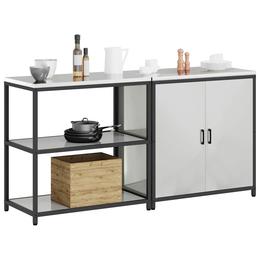 Kitchen Storage Set with Shelf 2 pcs Sliver 180 x 50 x 92 cm