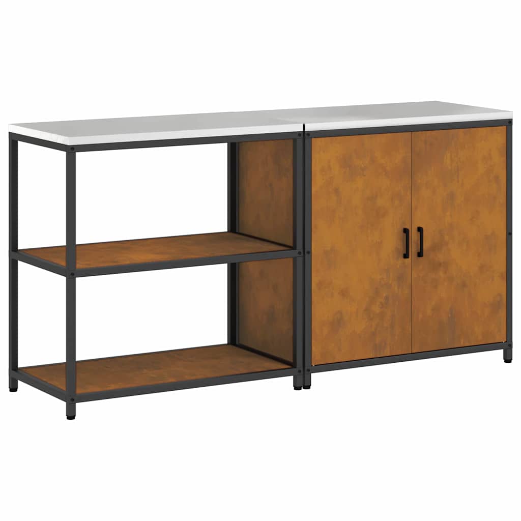 Kitchen Storage Set with Shelf 2 pcs Rusty 180 x 50 x 92 cm