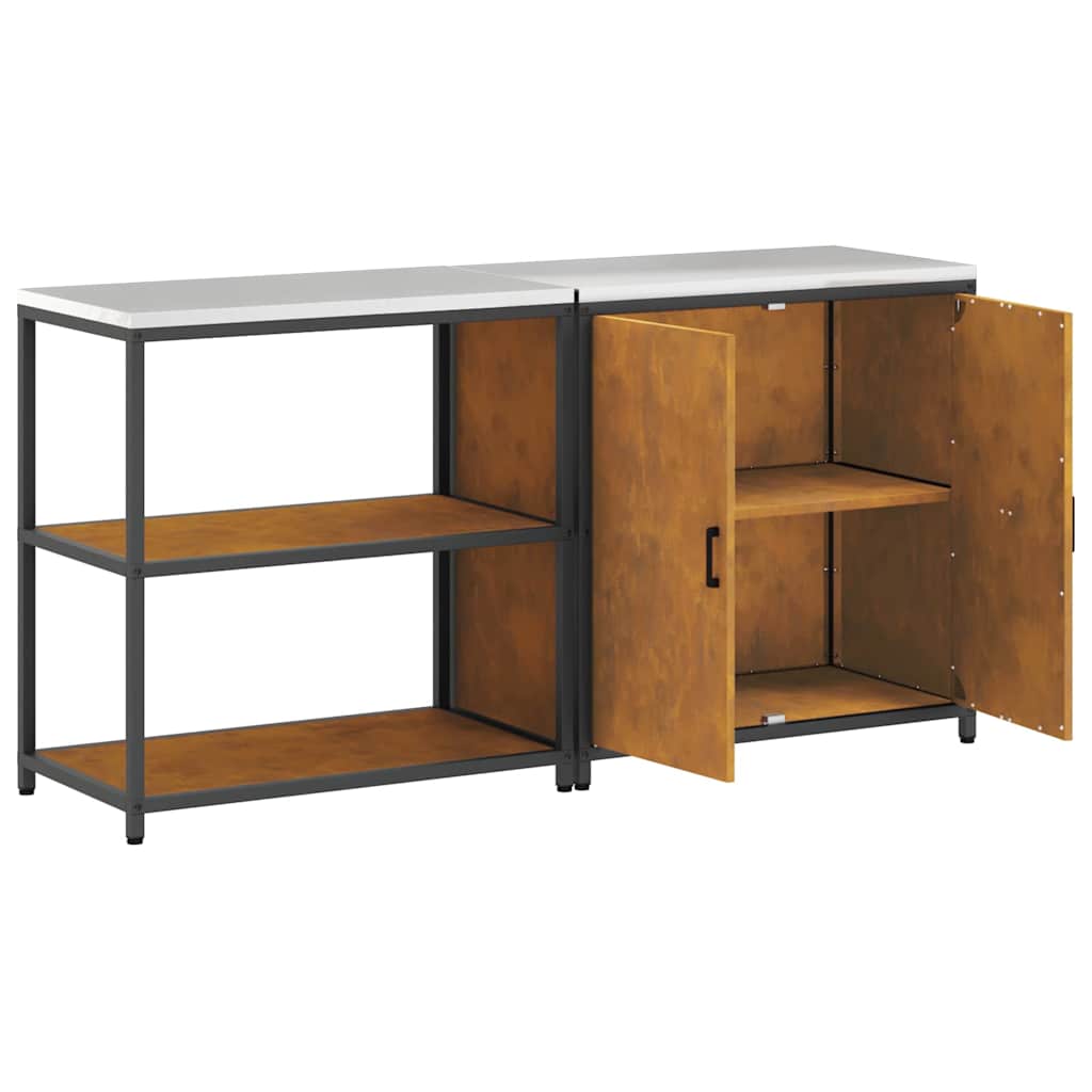 Kitchen Storage Set with Shelf 2 pcs Rusty 180 x 50 x 92 cm